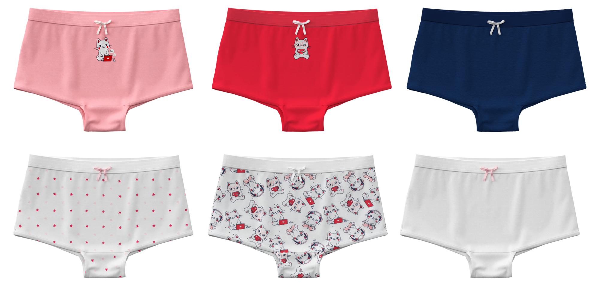 LOT DE 4 BOXERS GARÇON OU LOT DE 6 SHORTIES FILLE COTON BIO