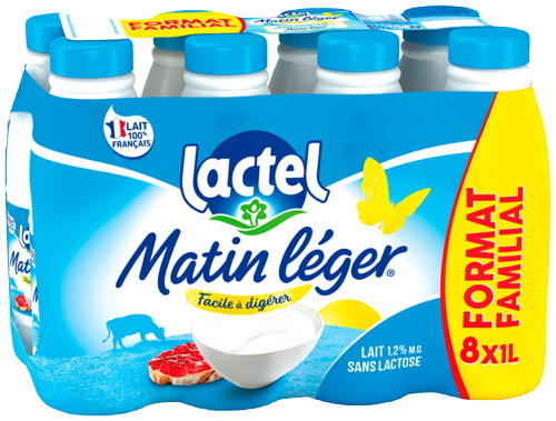 LAIT UHT MATIN LÉGER SANS LACTOSE 1,2% MAT.GR. FORMAT FAMILIAL