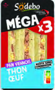 SANDWICH TRIANGLE PAIN VIENNOIS THON, OEUF, MAYONNAISE X3
