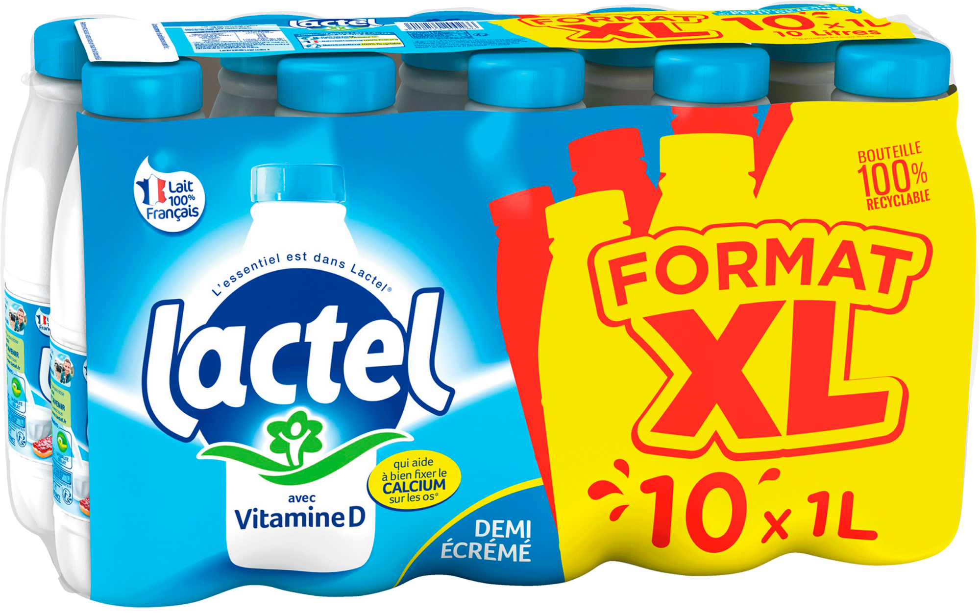 Lait uht vitamine D demi-écrémé format XL