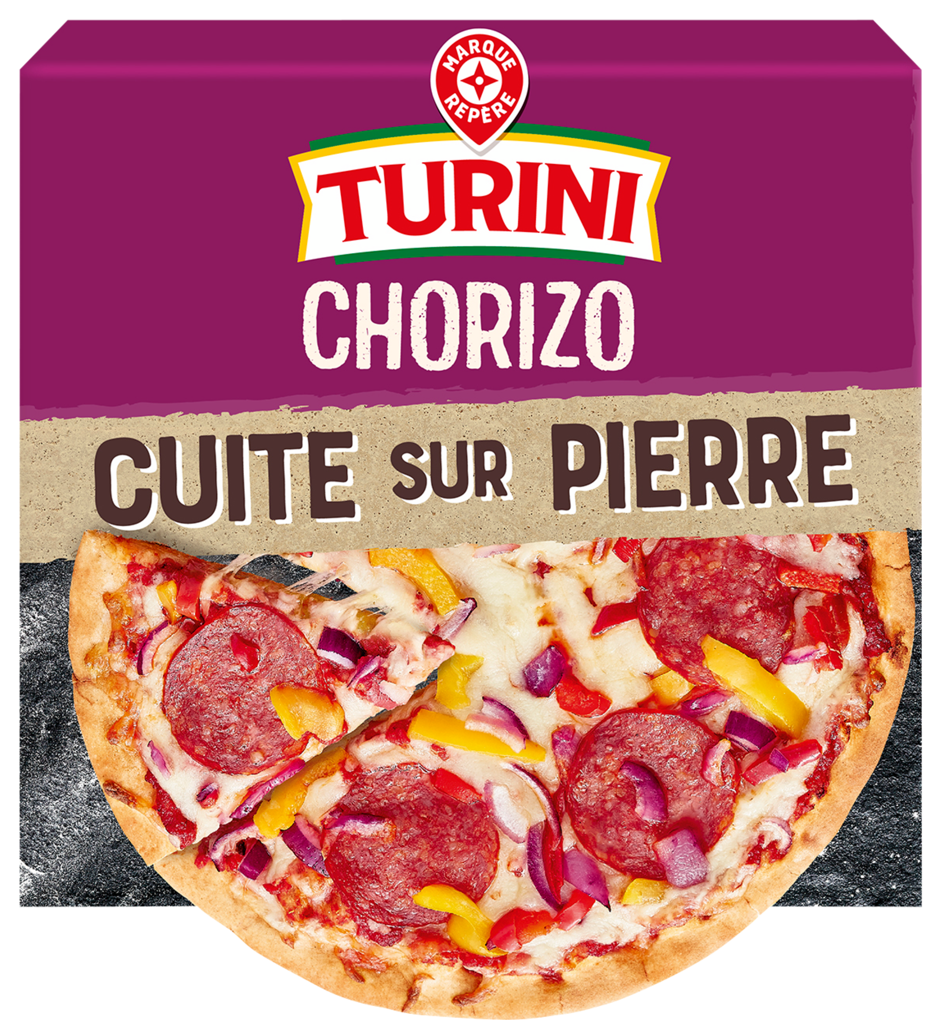 PIZZA CHORIZO CUITE SUR PIERRE SURGELÉE