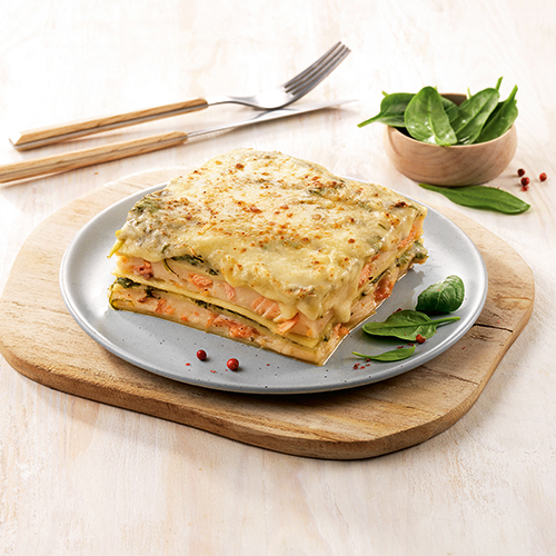 LASAGNES AUX DEUX SAUMONS ET ÉPINARDS