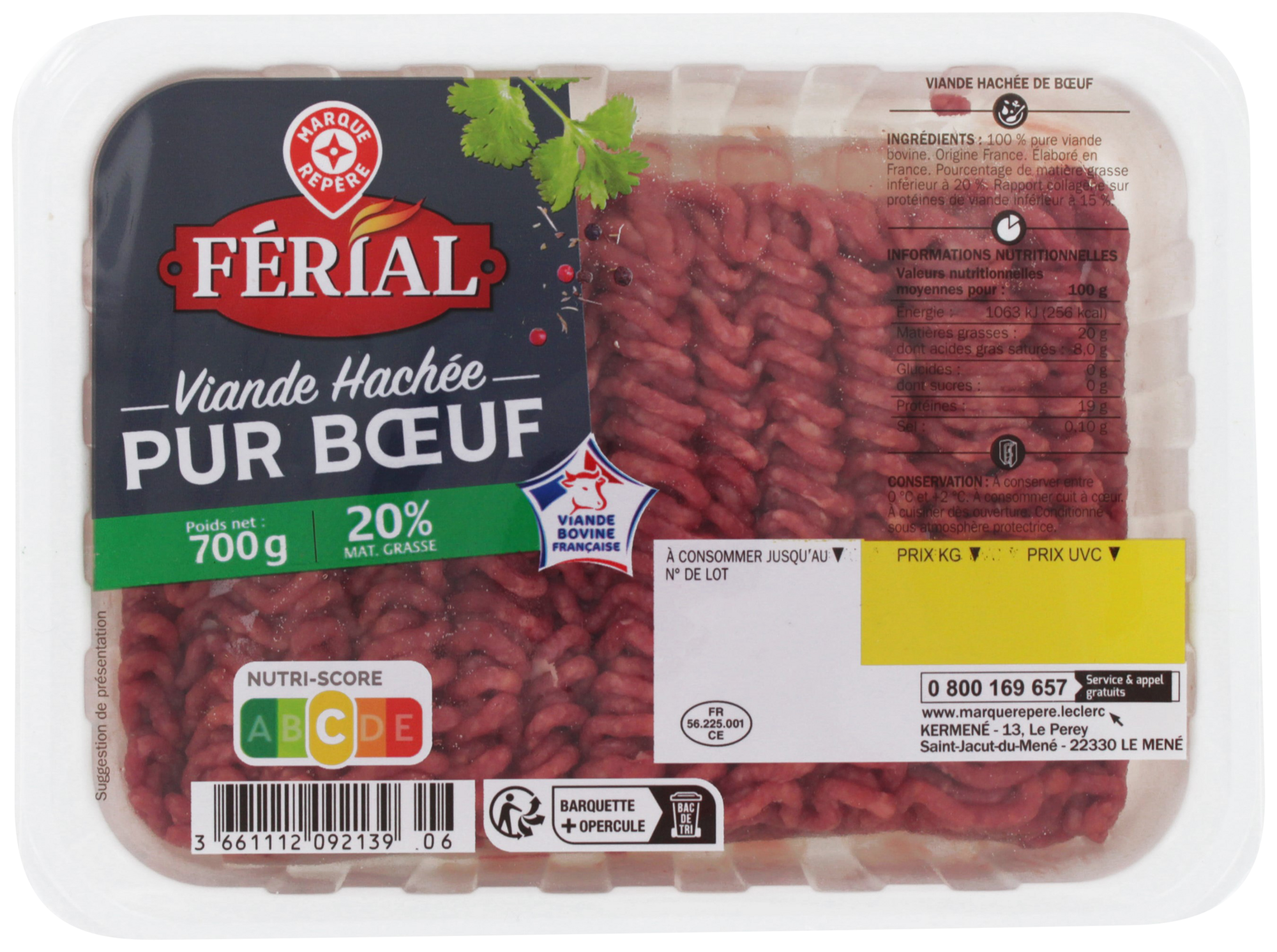 VIANDE HACHÉE 20% MAT.GR.