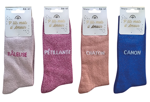 CHAUSSETTES MESSAGE À PAILLETTES FEMME