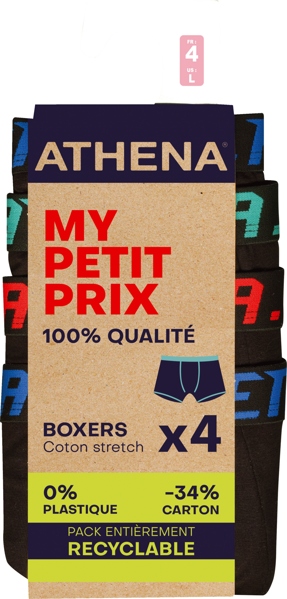 LOT DE 4 BOXERS HOMME