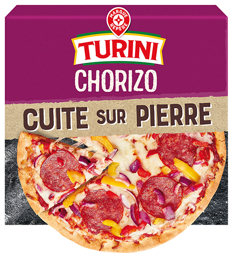 PIZZA CHORIZO CUITE SUR PIERRE SURGELÉE