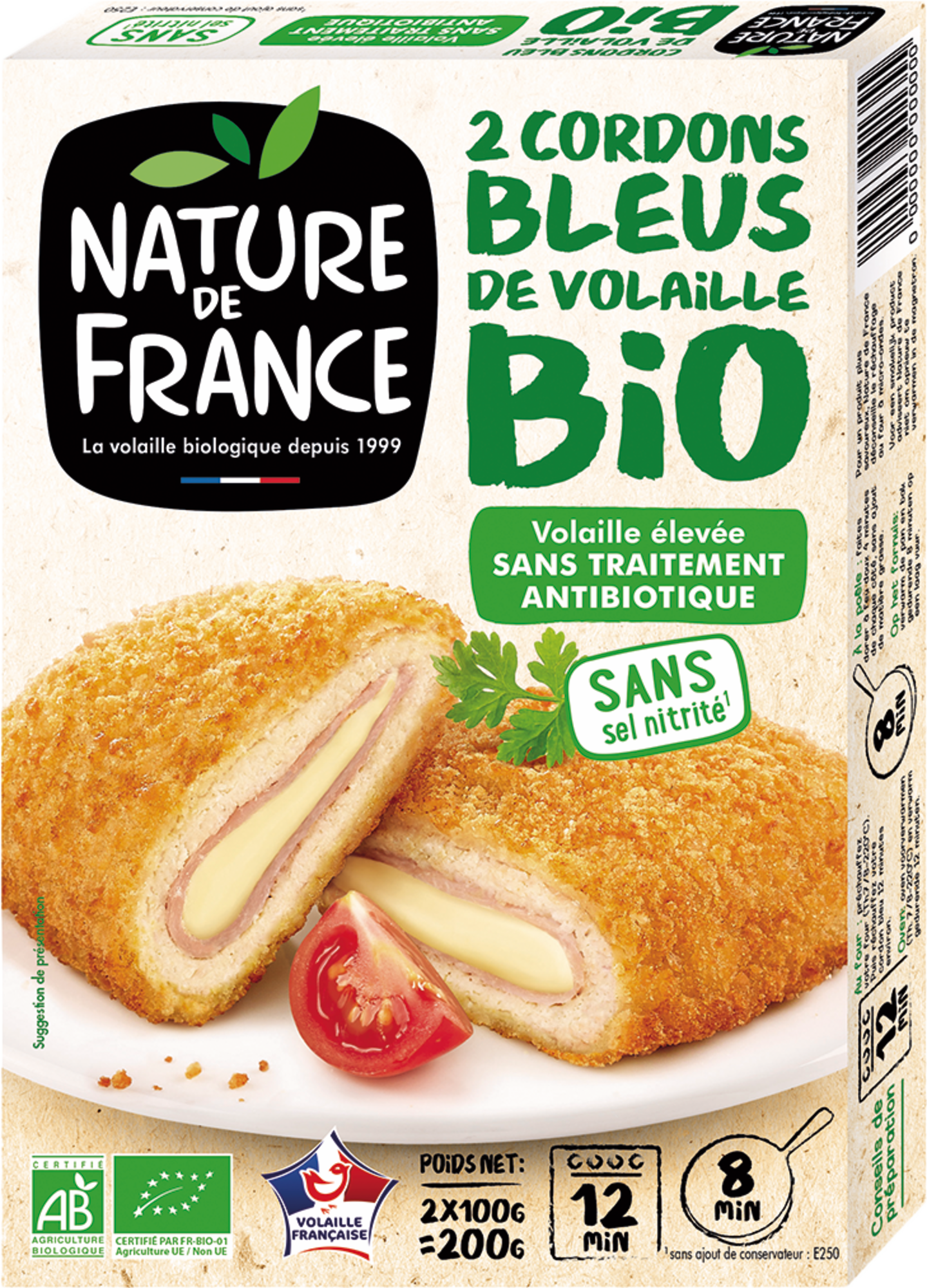 2 cordons bleus de poulet bio