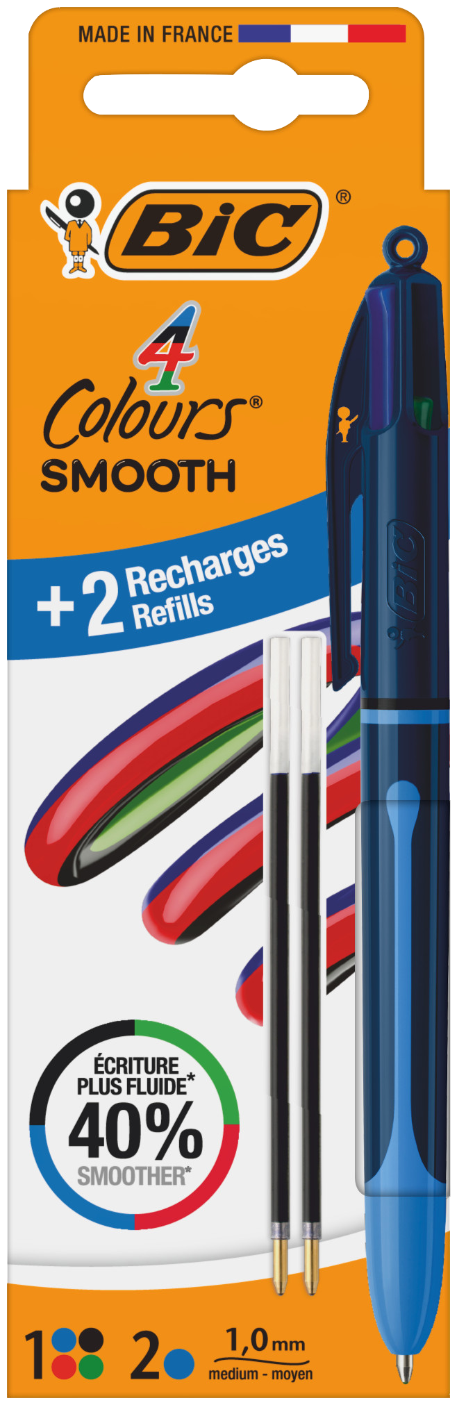 STYLO 4 COULEURS SMOOTH + 2 RECHARGES