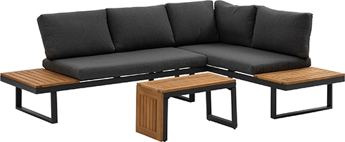 SALON D'ANGLE ANTHRACITE 
AVEC TABLE D'APPOINT