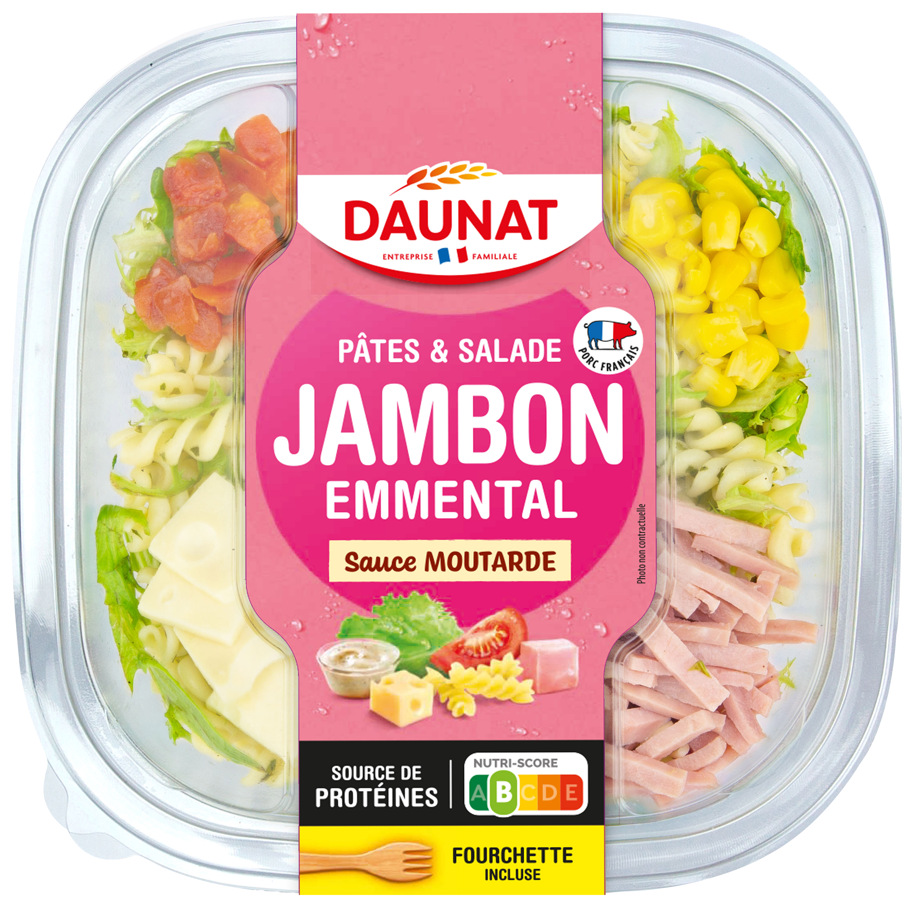 PATES & SALADE JAMBON EMMENTAL SAUCE MOUTARDE