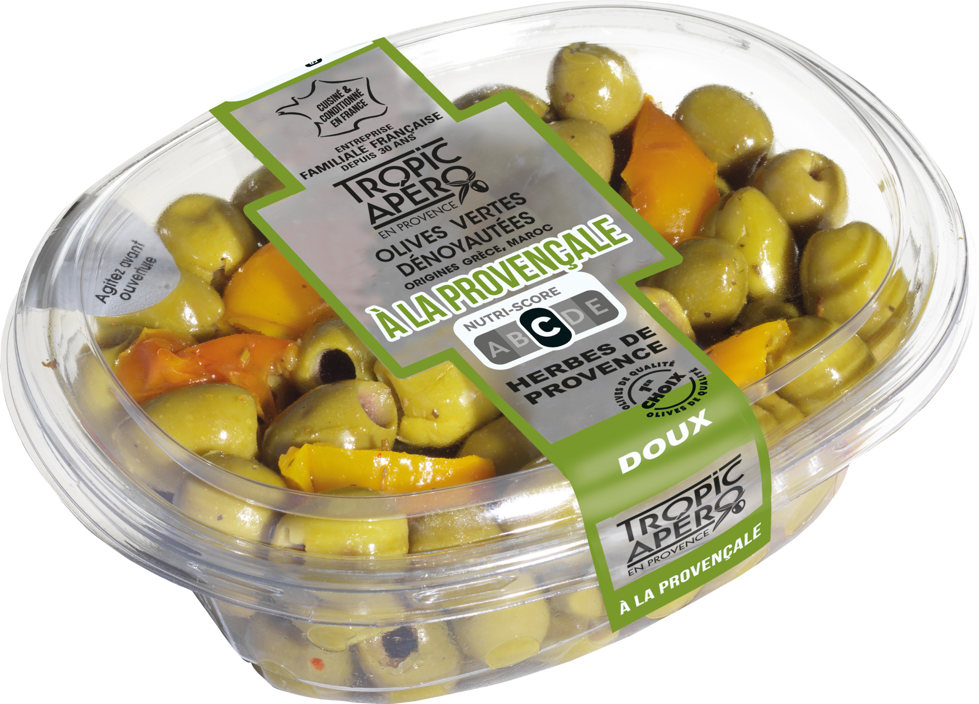 Olives vertes dénoyautées à la provençale