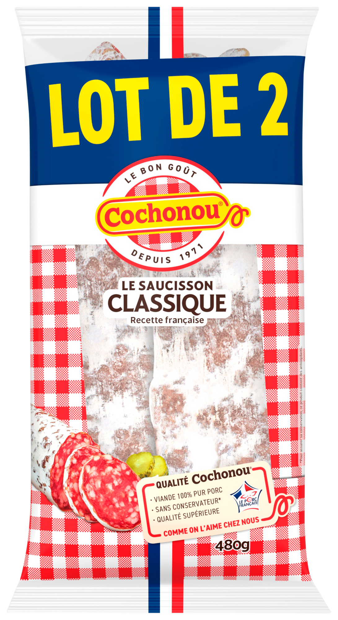 Lot de 2 saucissons secs classiques