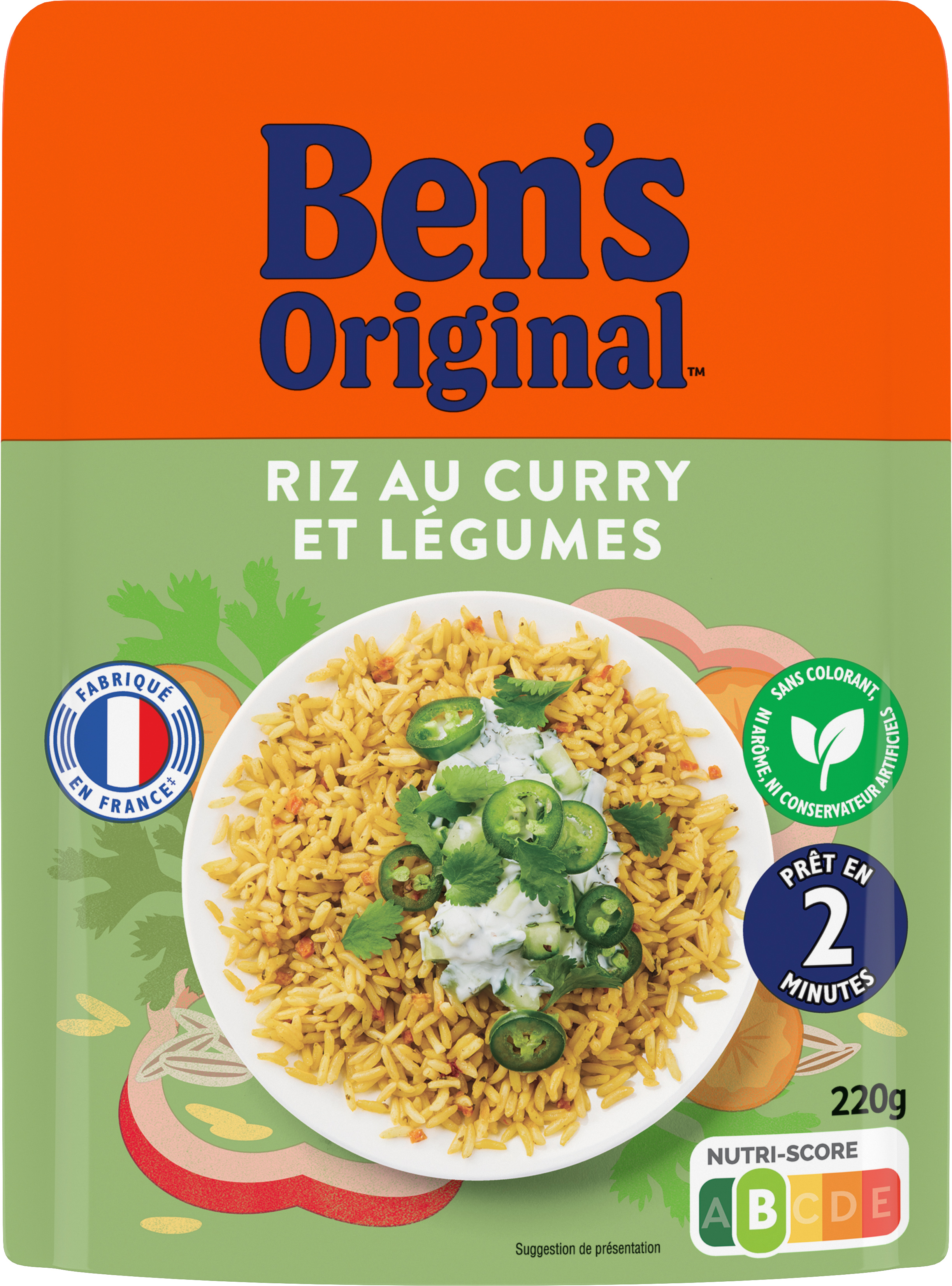 RIZ MICRO ONDABLE CURRY ET LÉGUMES