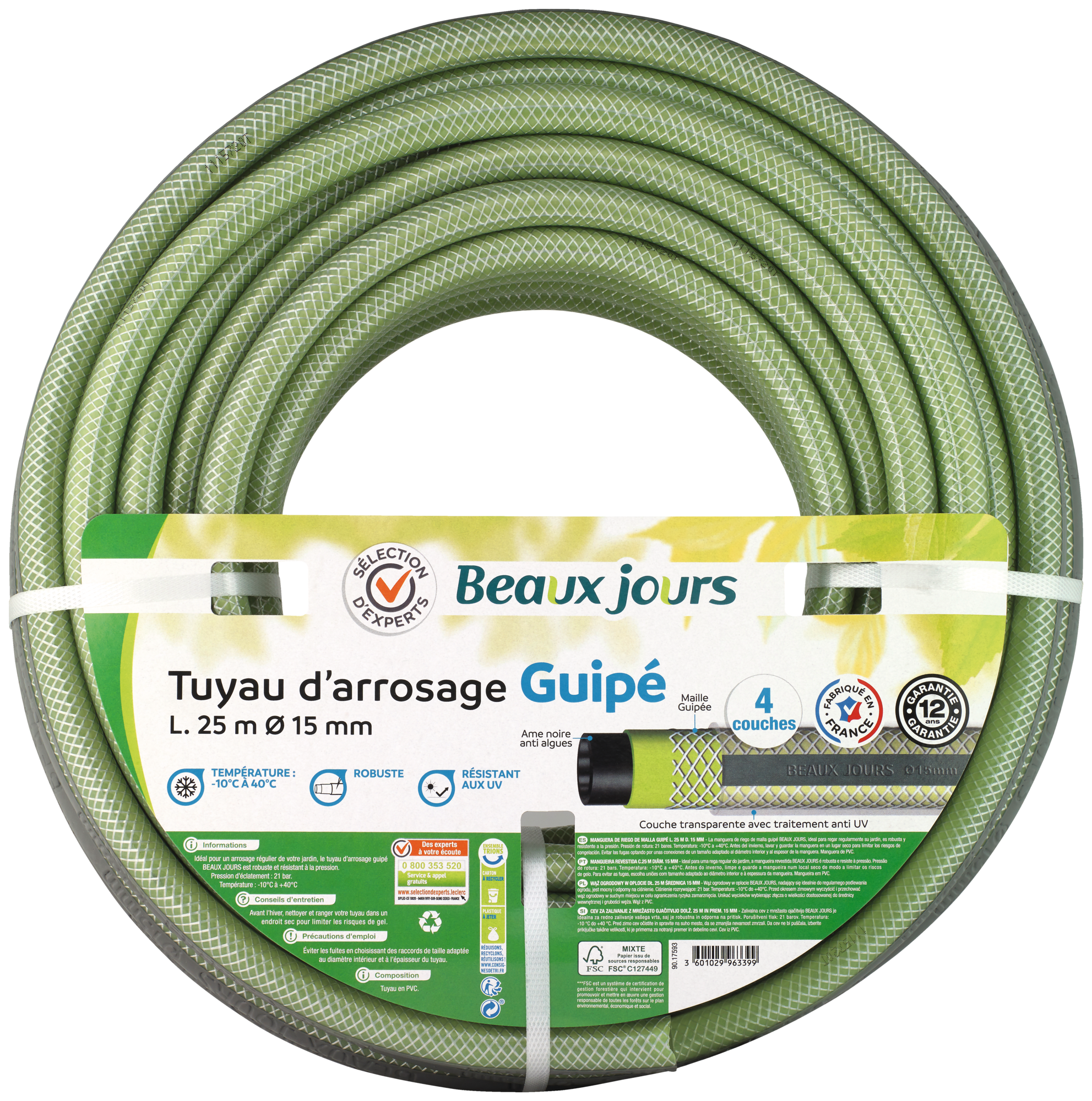 TUYAU ANTI VRILLE DIAM 15 MM 25M
