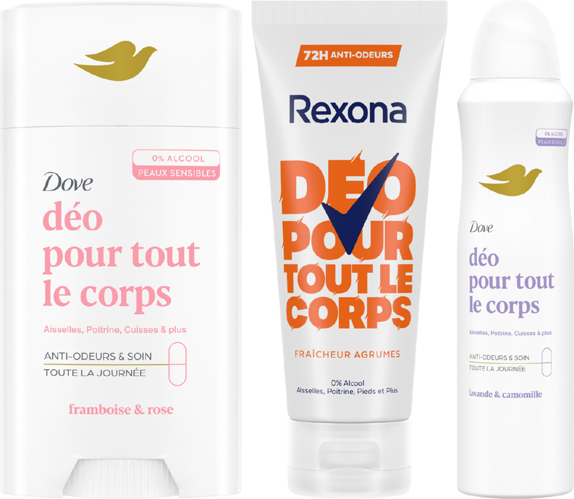  SUR LES DEODORANTS POUR TOUT LE CORPS PRESENTS EN MAGASIN DE LA GAMME "DOVE OU REXONA"