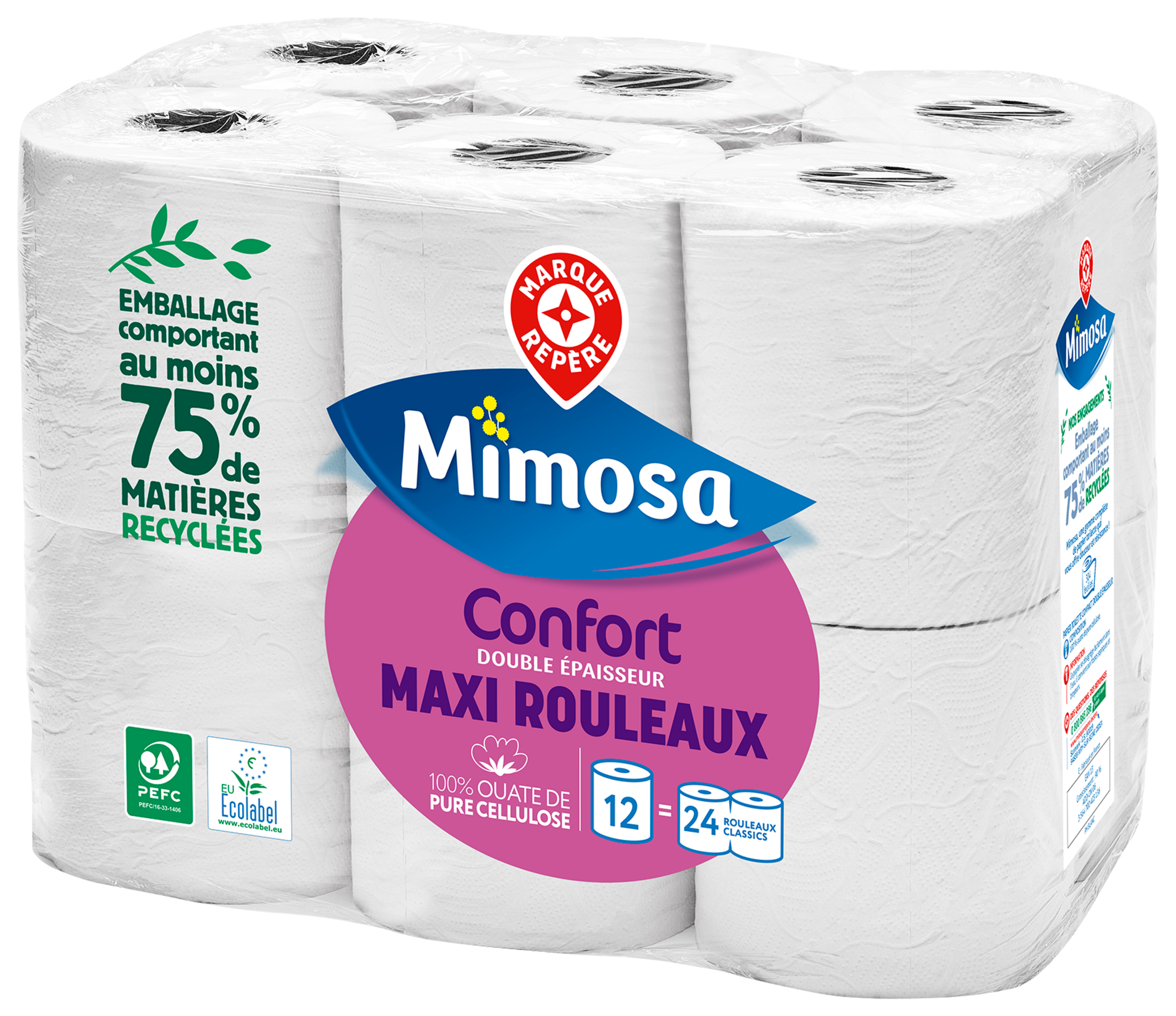 PAPIER TOILETTE BLANC COMPACT DOUBLE ÉPAISSEUR