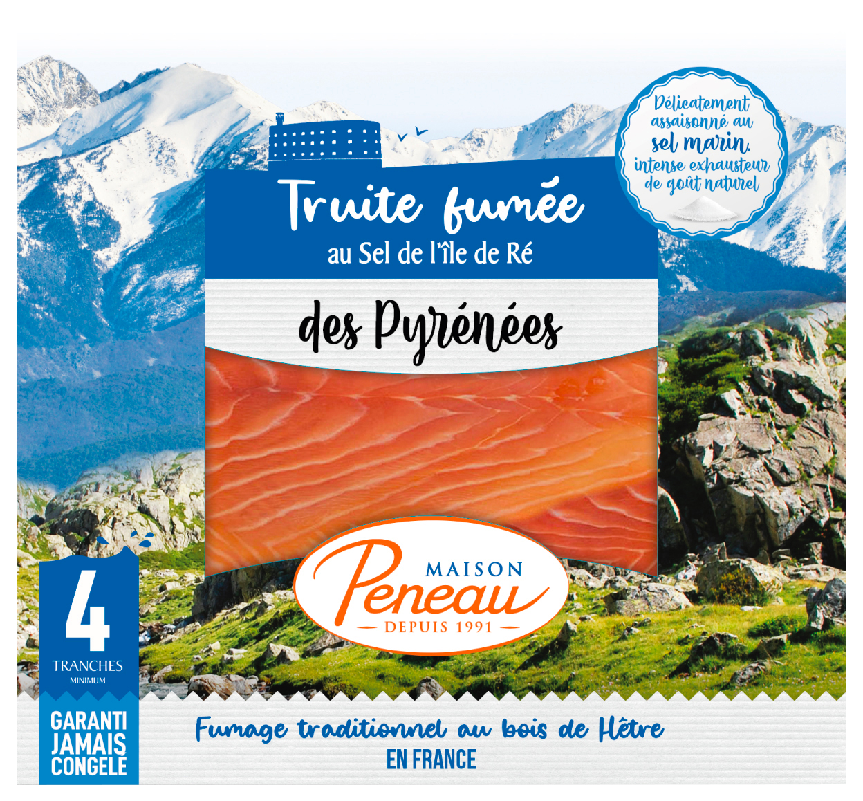 TRUITE FUMÉE DES PYRÉNÉES 
SALÉE AU SEL DE L’ÎLE DE RÉ