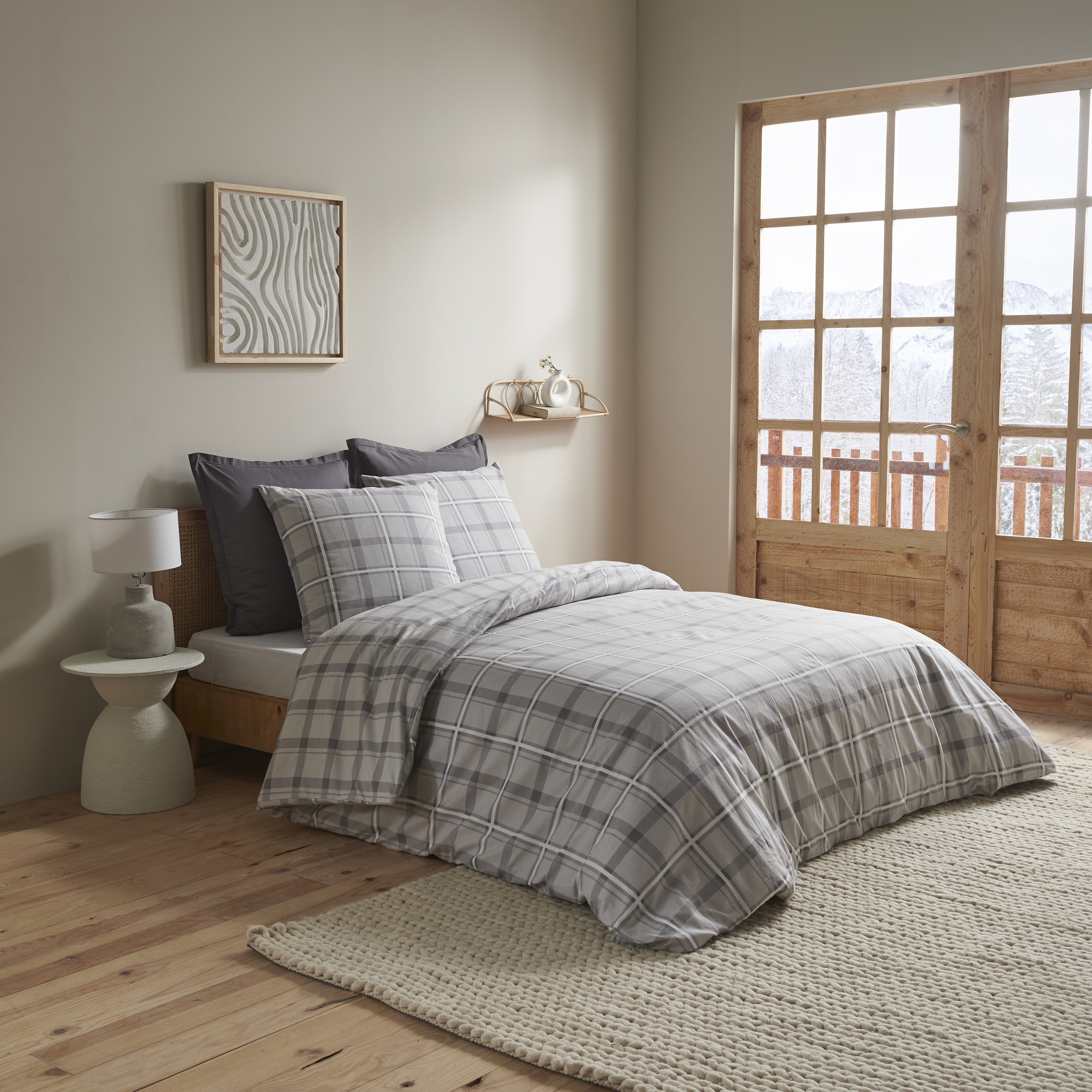 PARURE FLANELLE HOUSSE DE COUETTE 240X220 CM + 2 TAIES D'OREILLER 63X63 CM