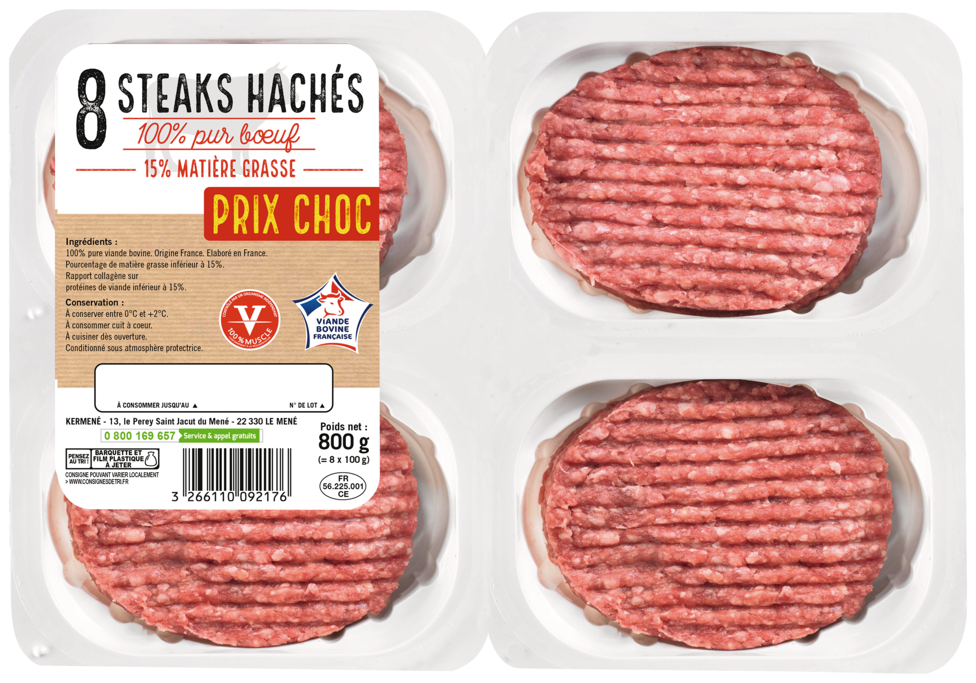 8 Steaks hachés 15% Mat. Gr.