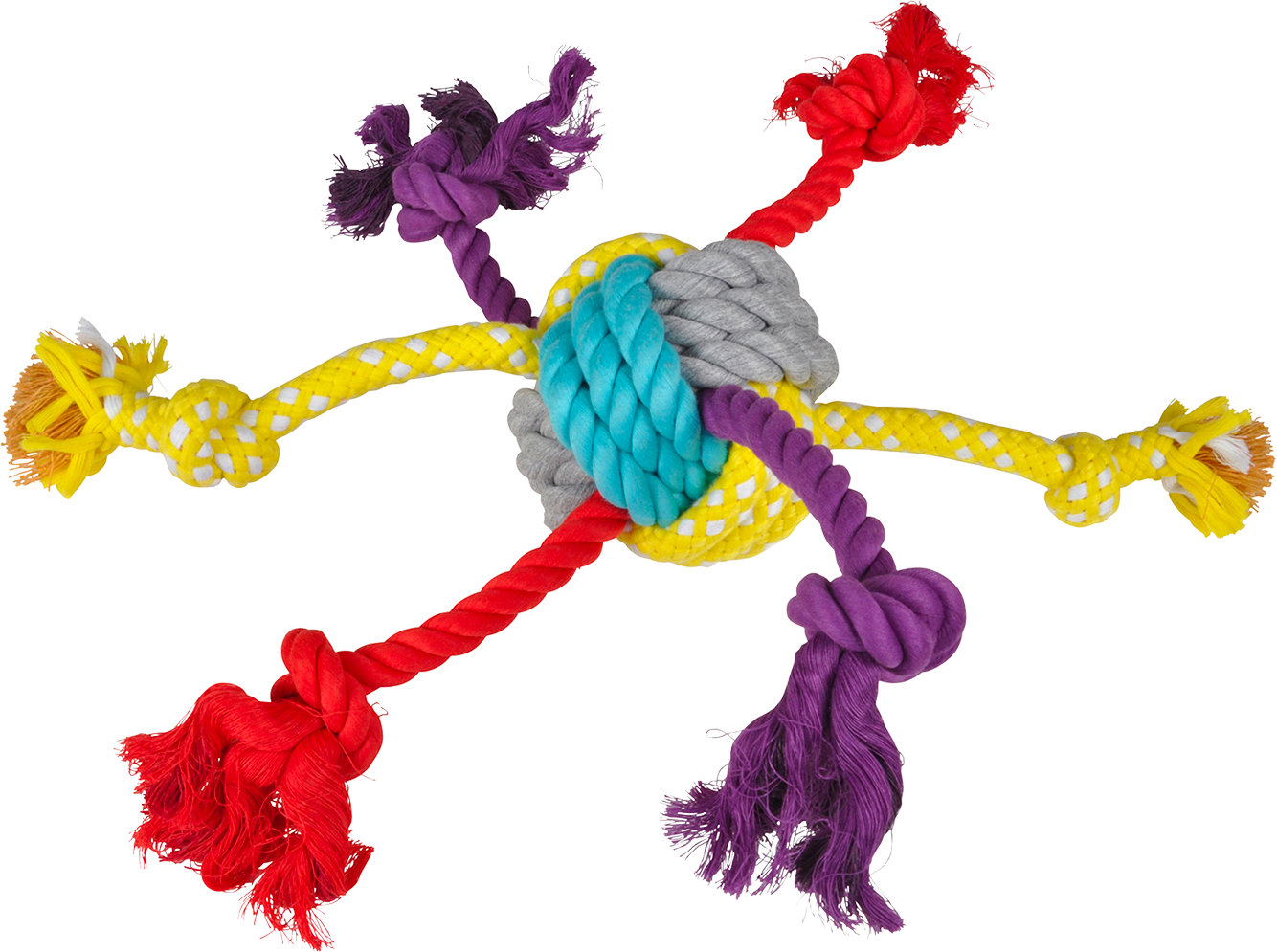 JOUET CORDE 6 NOEUDS MULTICOLORE