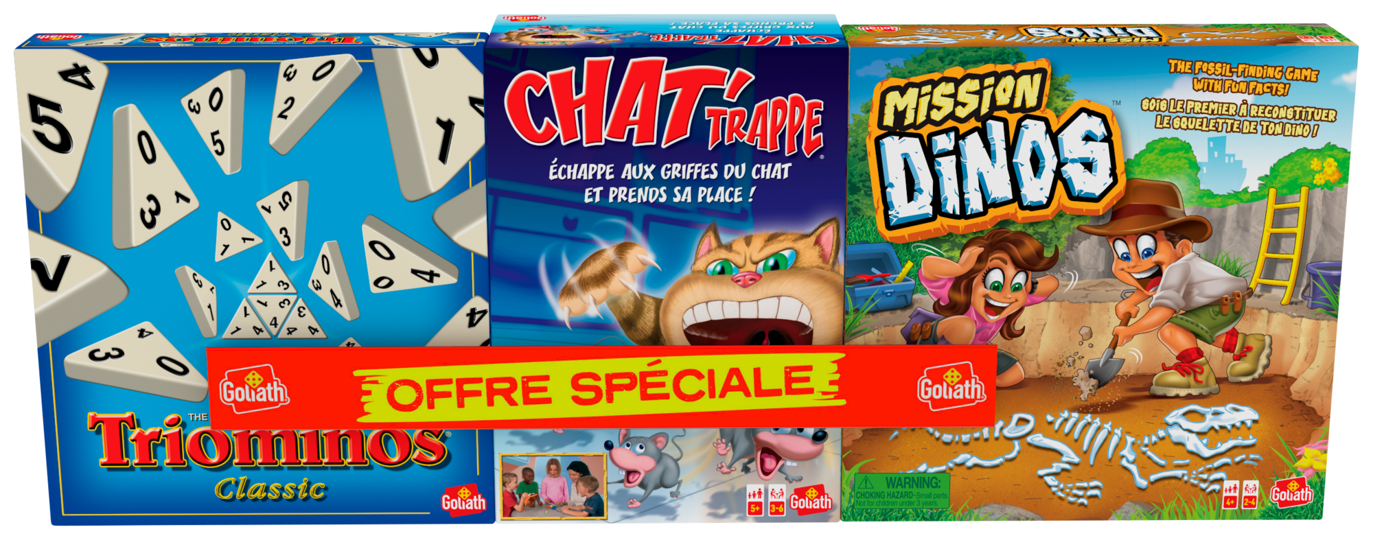 TRIPACK TRIOMINOS CLASSIC + CHAT'TRAPPE + MISSION DINOS