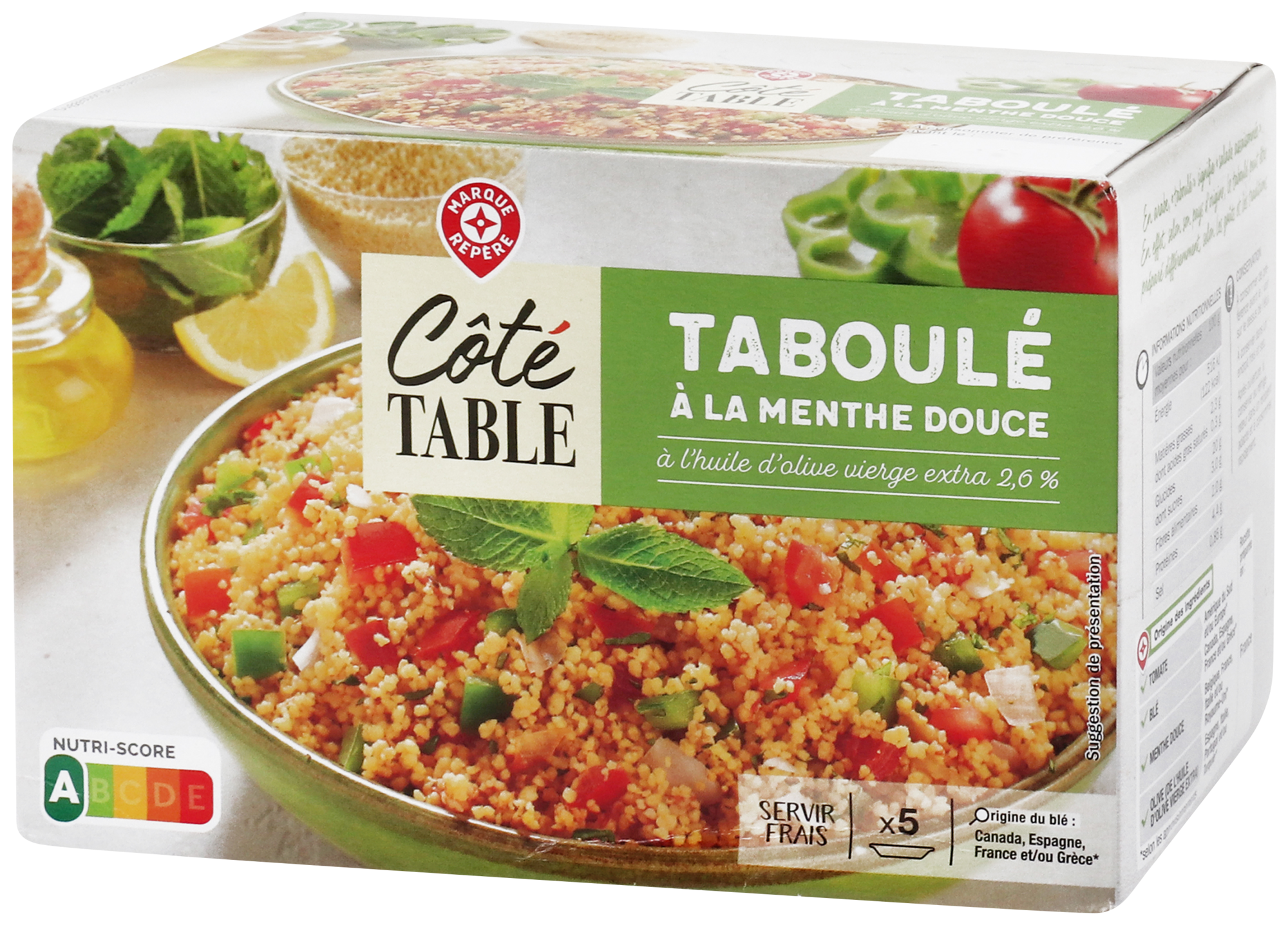 TABOULÉ À LA MENTHE DOUCE ET À L'HUILE D'OLIVE VIERGE