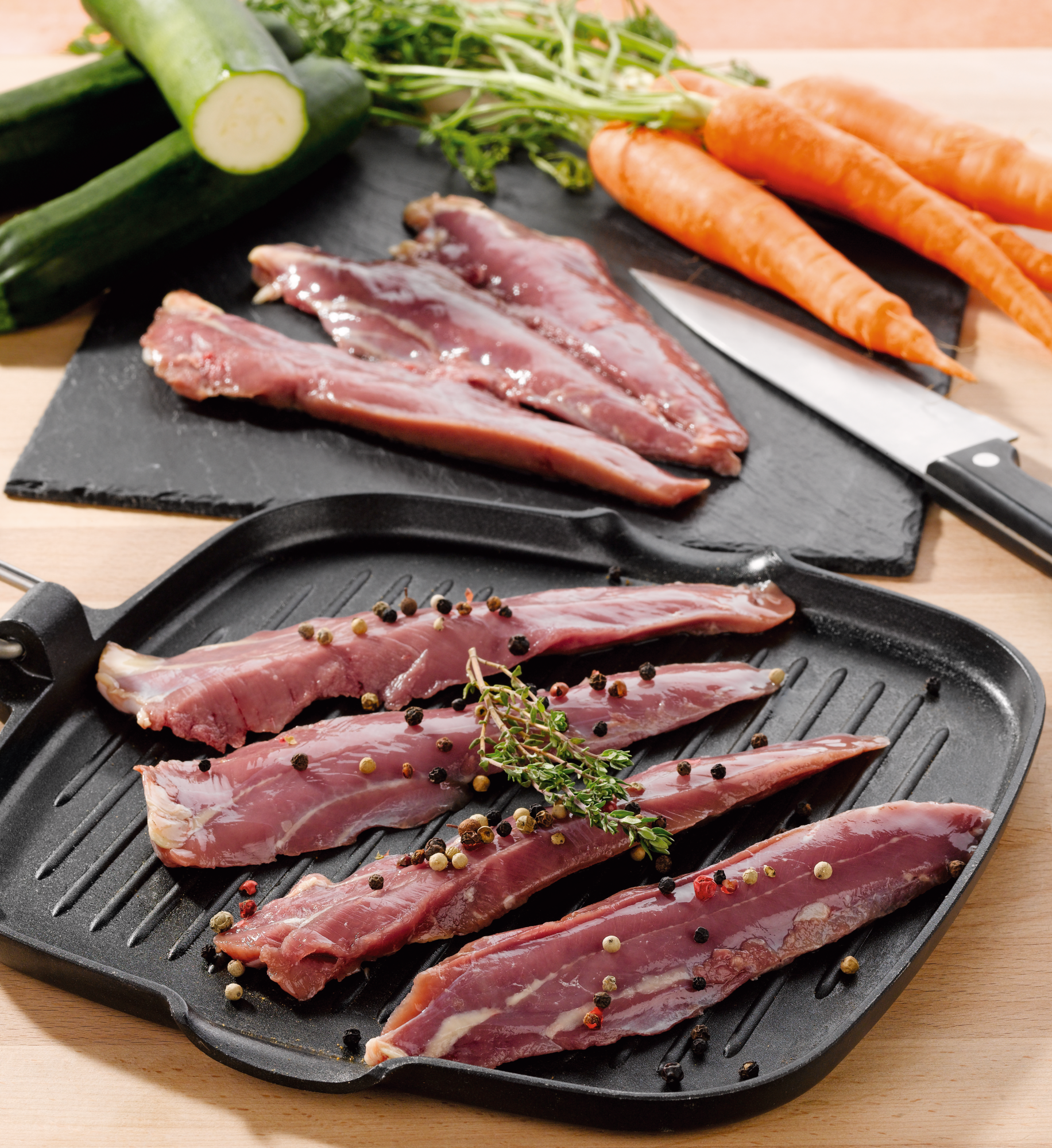 Aiguillettes de canard marinées fleur de sel & poivre fin