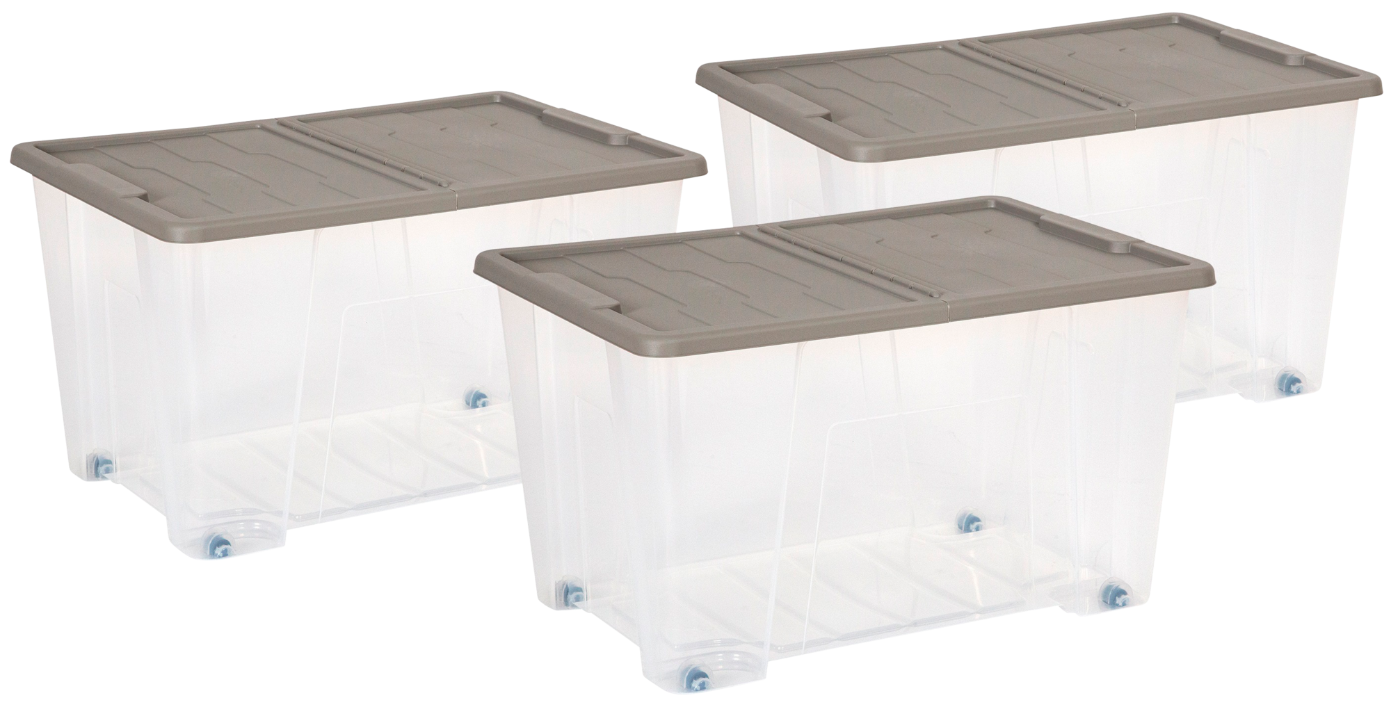 LOT DE 3 BOX DE RANGEMENT À ROULETTES 50 L