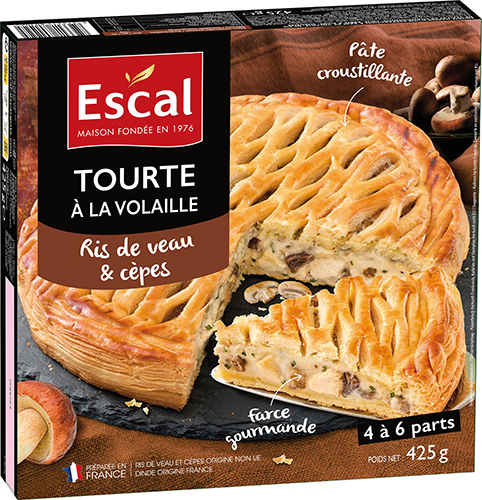 TOURTE À LA VOLAILLE RIS DE VEAU & CÈPES SURGELÉE