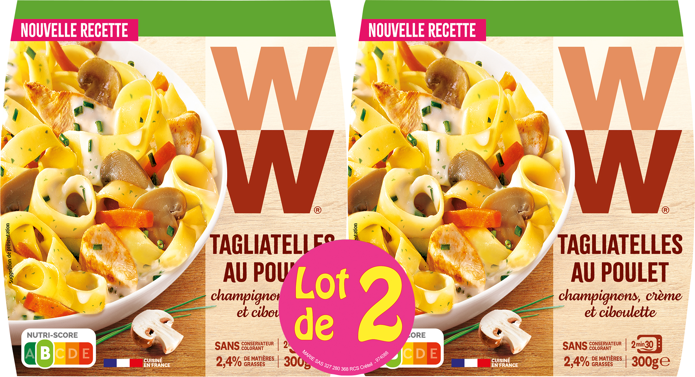 LOT DE 2 TAGLIATELLES AU POULET