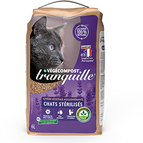 LITIÈRE VÉGÉTALE VÉGÉCOMPOST POUR CHATS STÉRILISÉS