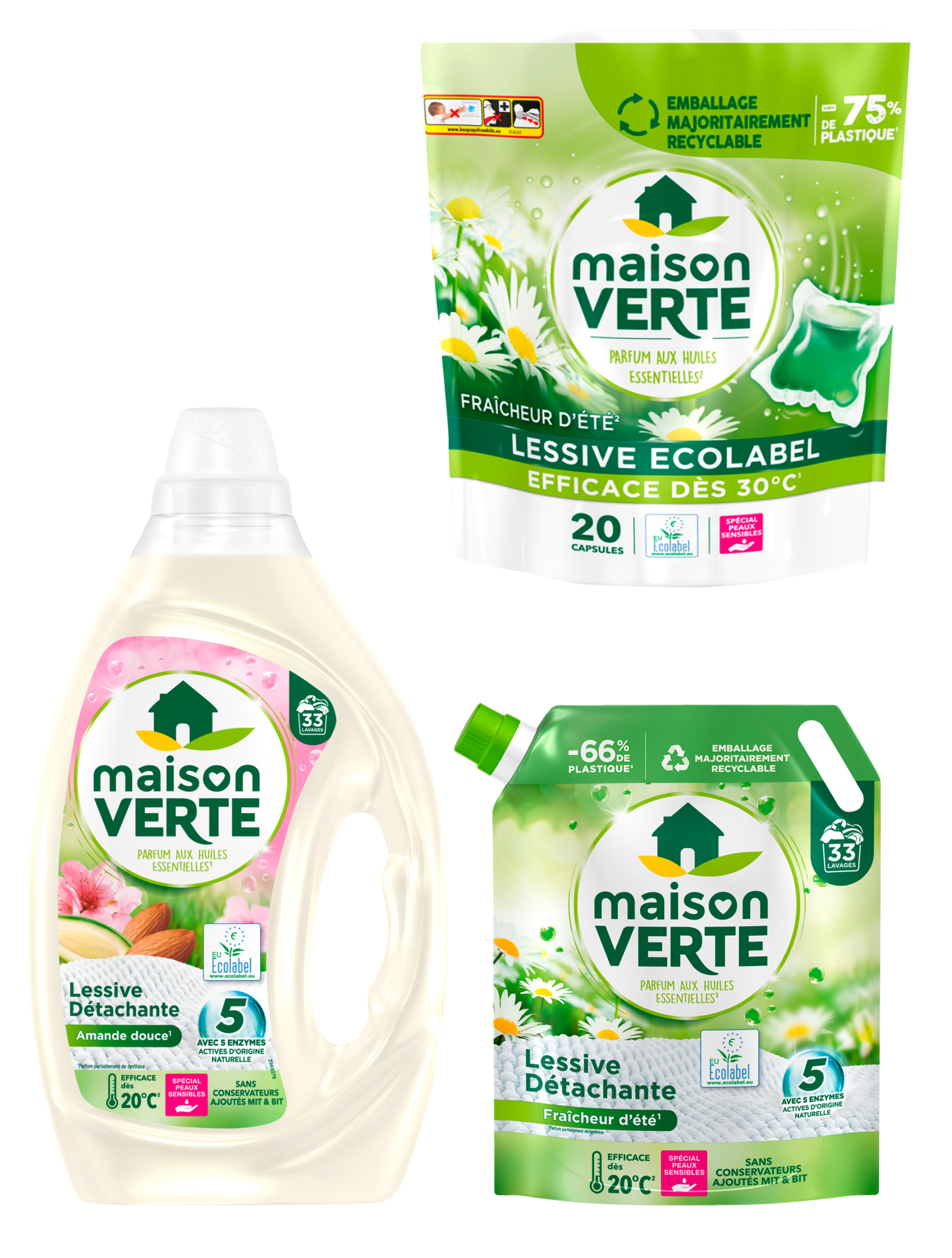 SUR LES PRODUITS PRÉSENTS EN MAGASIN DE LA GAMME LESSIVE "MAISON VERTE"