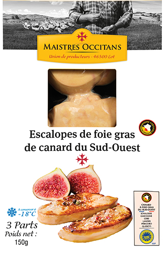 3 ESCALOPES DE FOIE GRAS DE CANARD DU SUD-OUEST IGP SURGELÉES