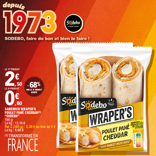 SANDWICH WRAPER’S POULET PANÉ CHEDDAR