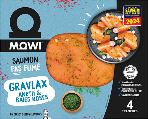 SAUMON PAS FUMÉ
GRAVLAX À L'ANETH 
ET BAIES ROSES