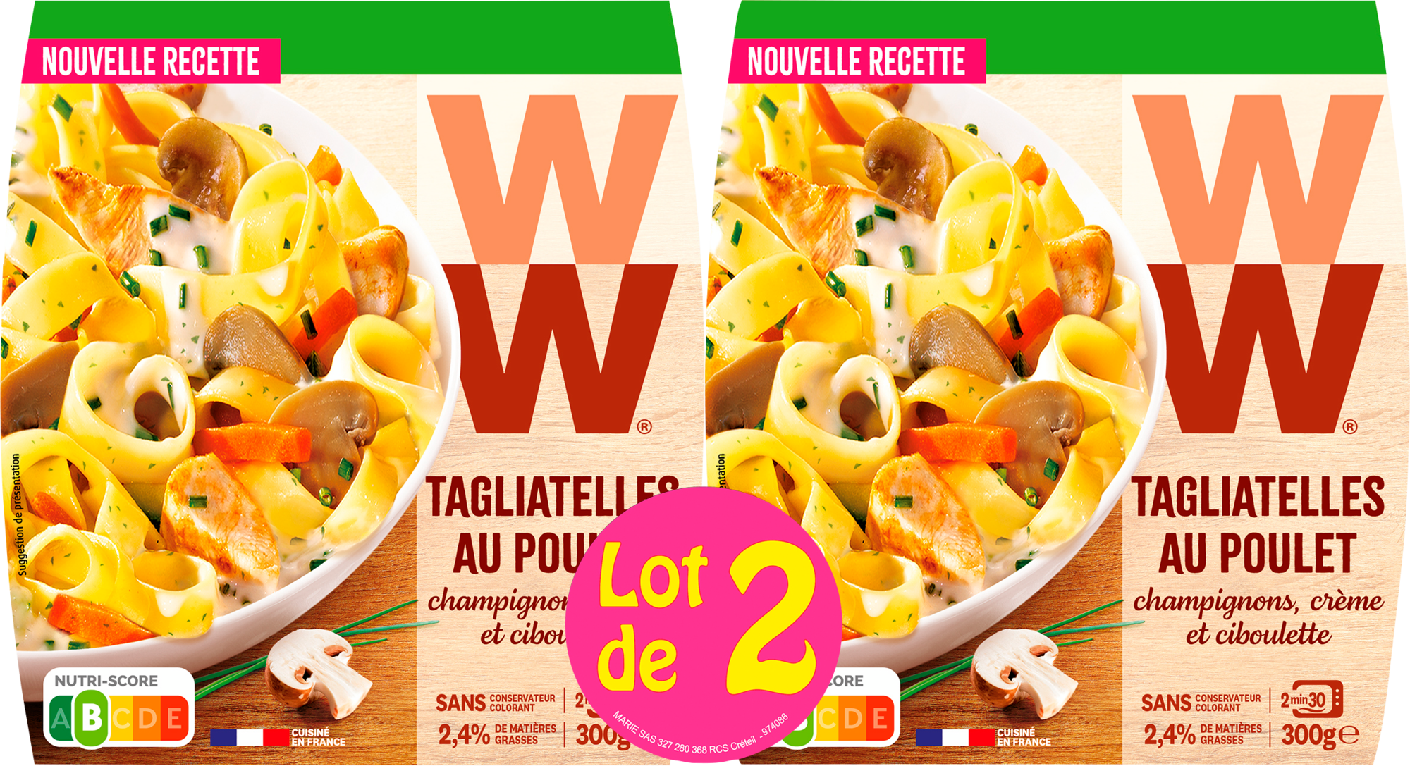 Lot de 2 tagliatelles au poulet