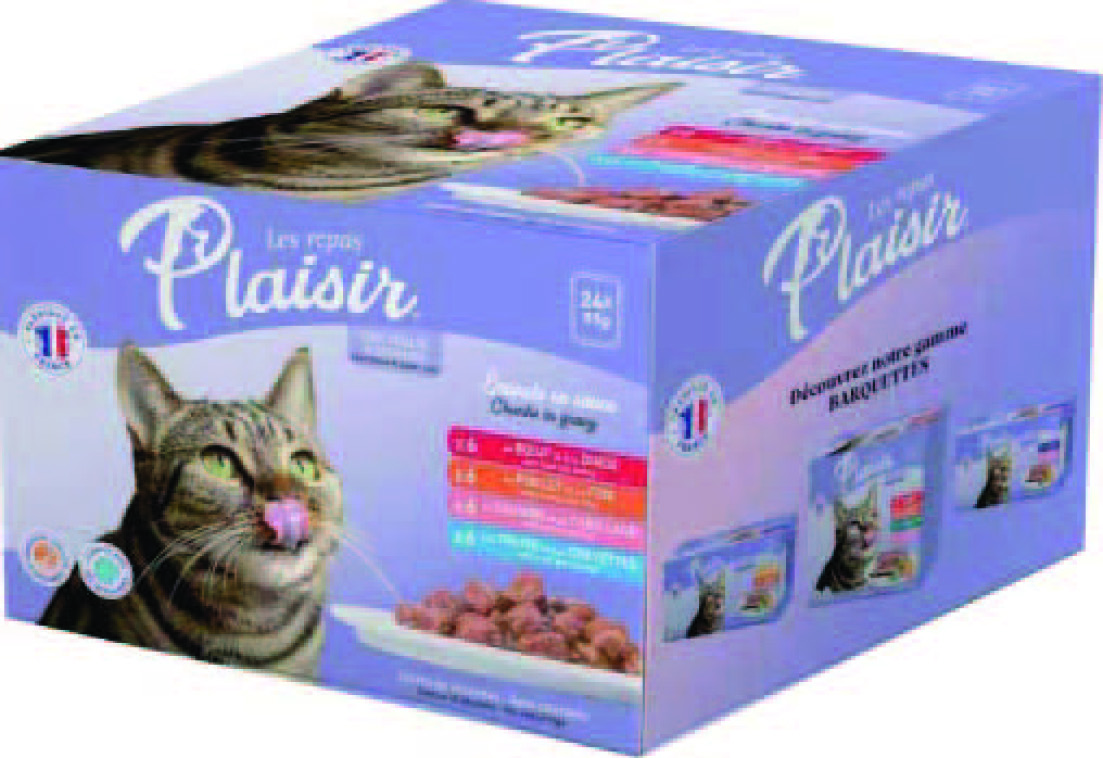 24 SACHETS FRAÎCHEUR D’ÉMINCÉS EN SAUCE 4 RECETTES POUR CHAT STÉRILISÉ ADULTE