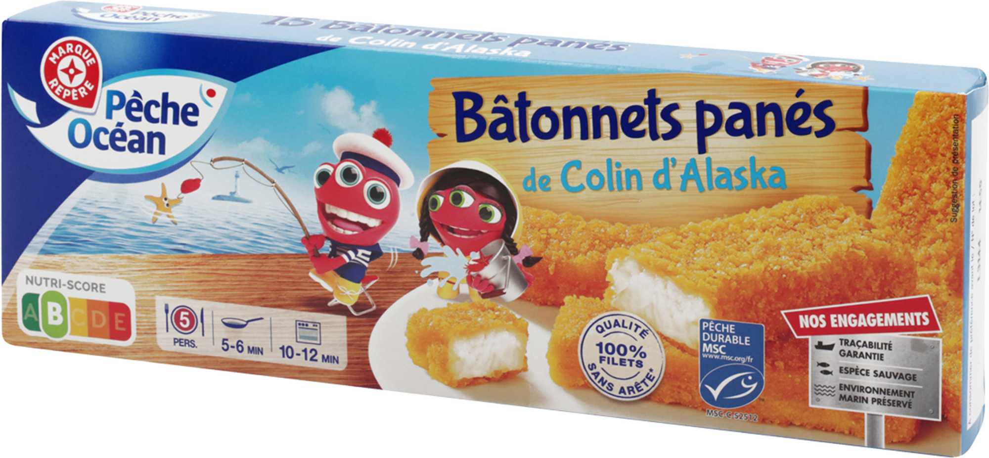 15 BÂTONNETS PANÉS DE COLIN D'ALASKA MSC SURGELÉS