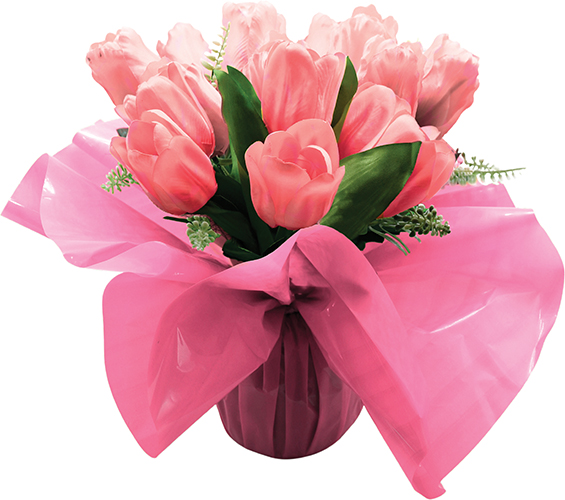 BOUQUET BULLE TULIPE ROSE CLAIR