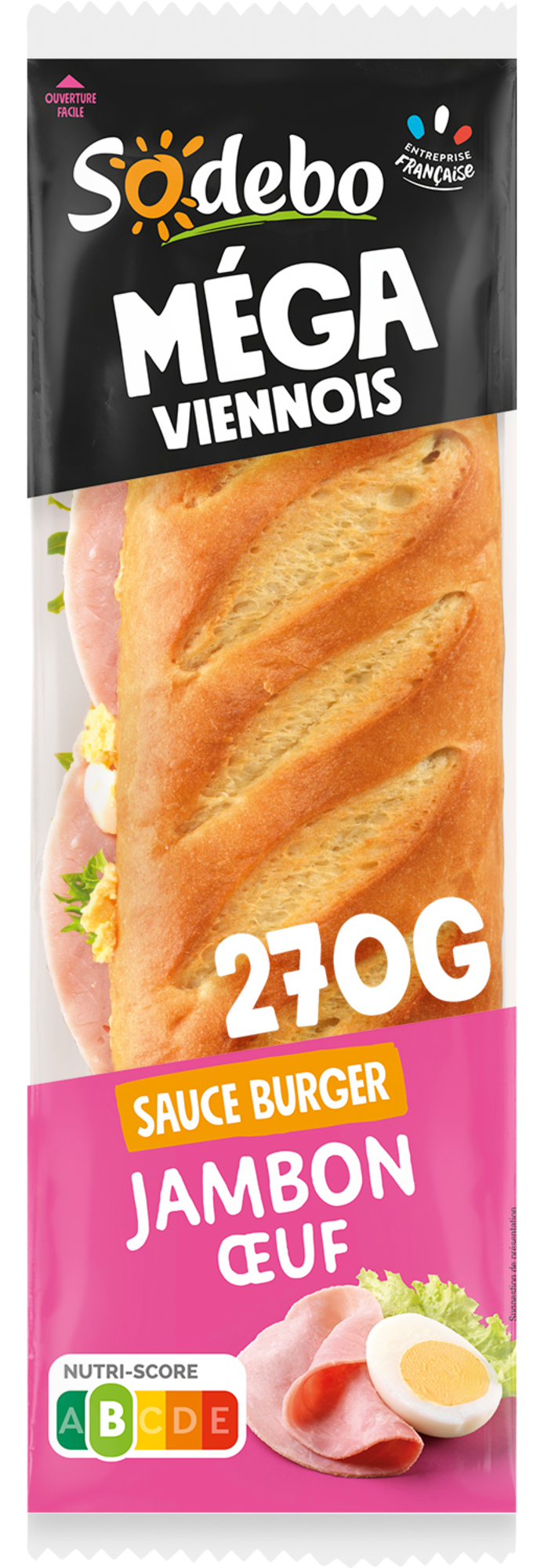 Sandwich Méga viennois jambon œuf