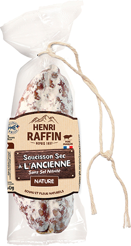 SAUCISSON SEC À L'ANCIENNE NATURE ou
FUMÉ AU BOIS DE HÊTRE