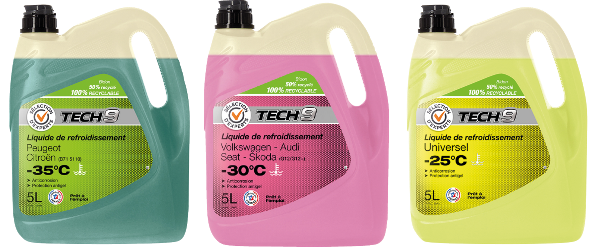 SUR LES LIQUIDES DE REFROIDISSEMENT PRÉSENTS EN MAGASIN DE LA GAMME "TECH9"