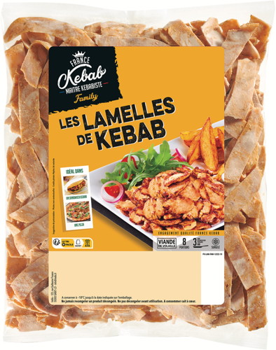 LAMELLES DE KEBAB FAMILY POULET DINDE SURGELÉES
