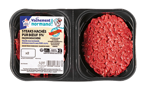 2 STEAKS HACHÉS PUR BŒUF FAÇON BOUCHÈRE 5% MAT. GR.