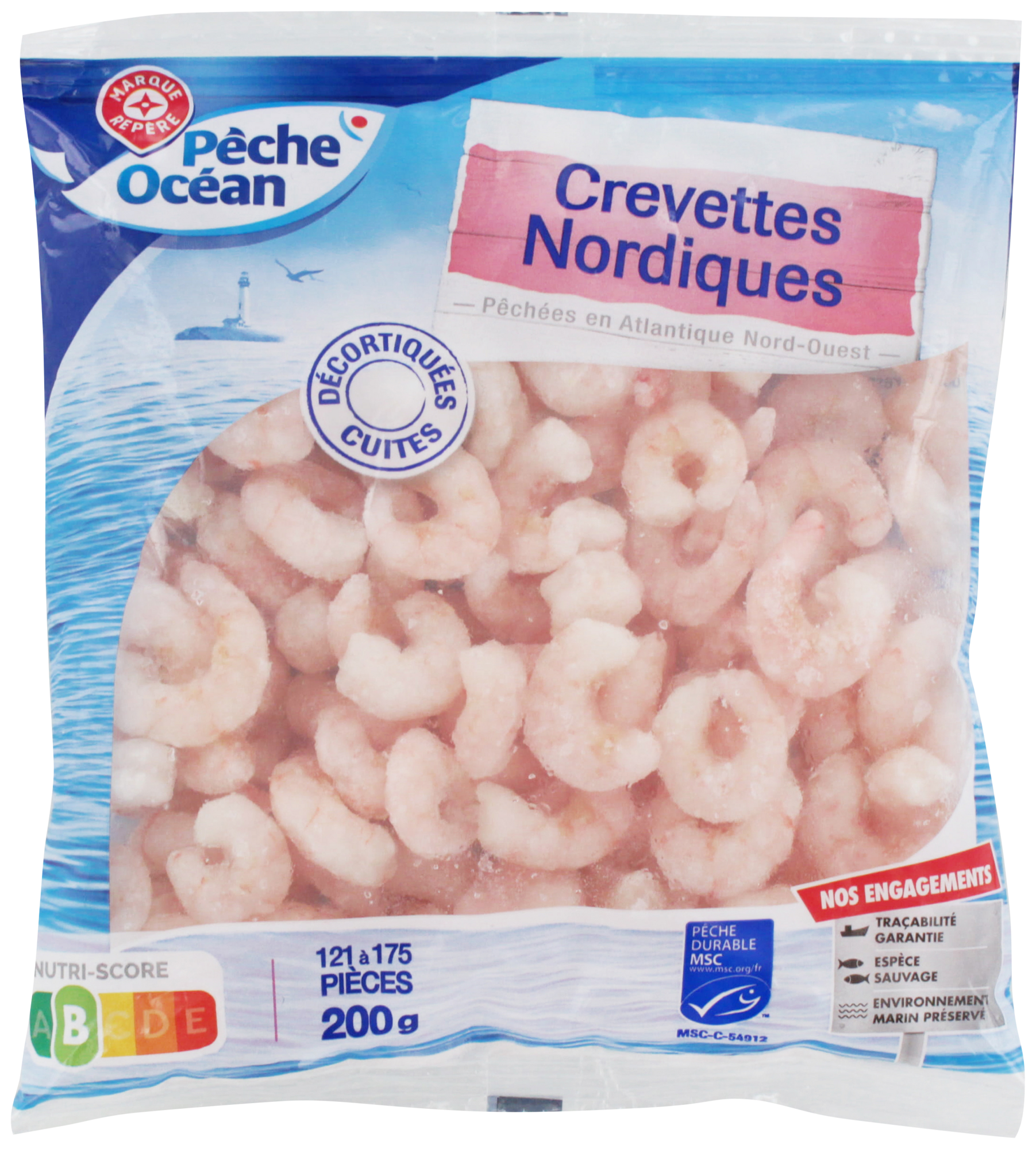 CREVETTES NORDIQUES DÉCORTIQUÉES CUITES MSC SURGELÉES
