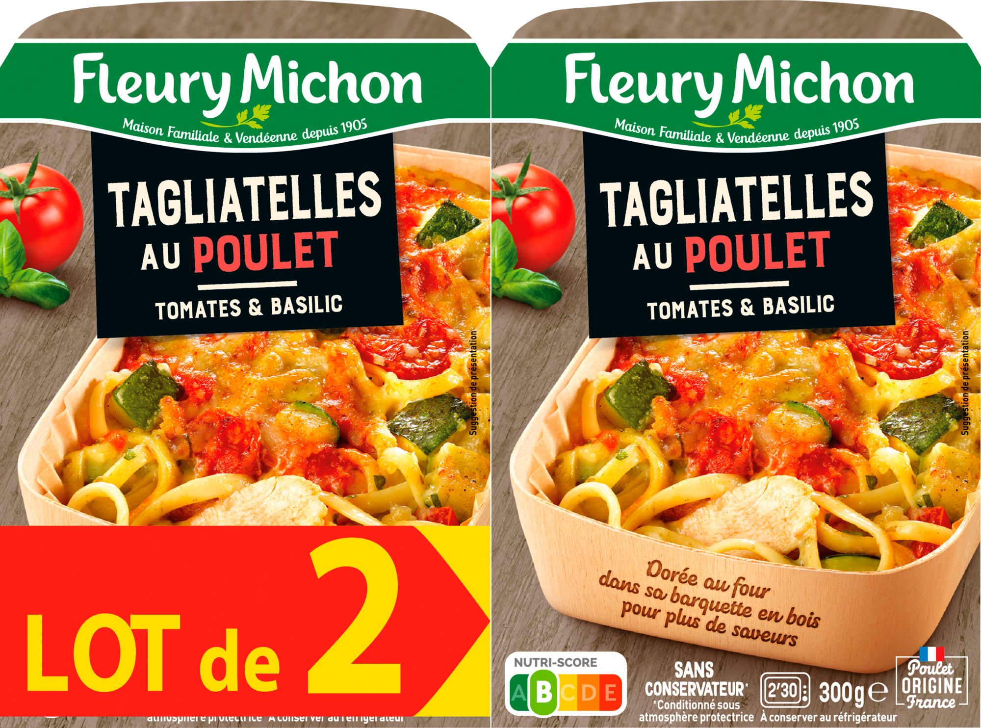 Le lot de 2 tagliatelles au poulet