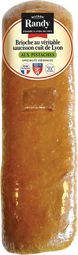 BRIOCHE AU VÉRITABLE SAUCISSON CUIT DE LYON AUX PISTACHES