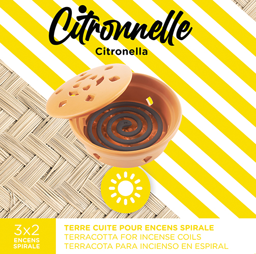 ENCENS SPIRALE CITRONNELLE AVEC SUPPORT EN TERRE CUITE