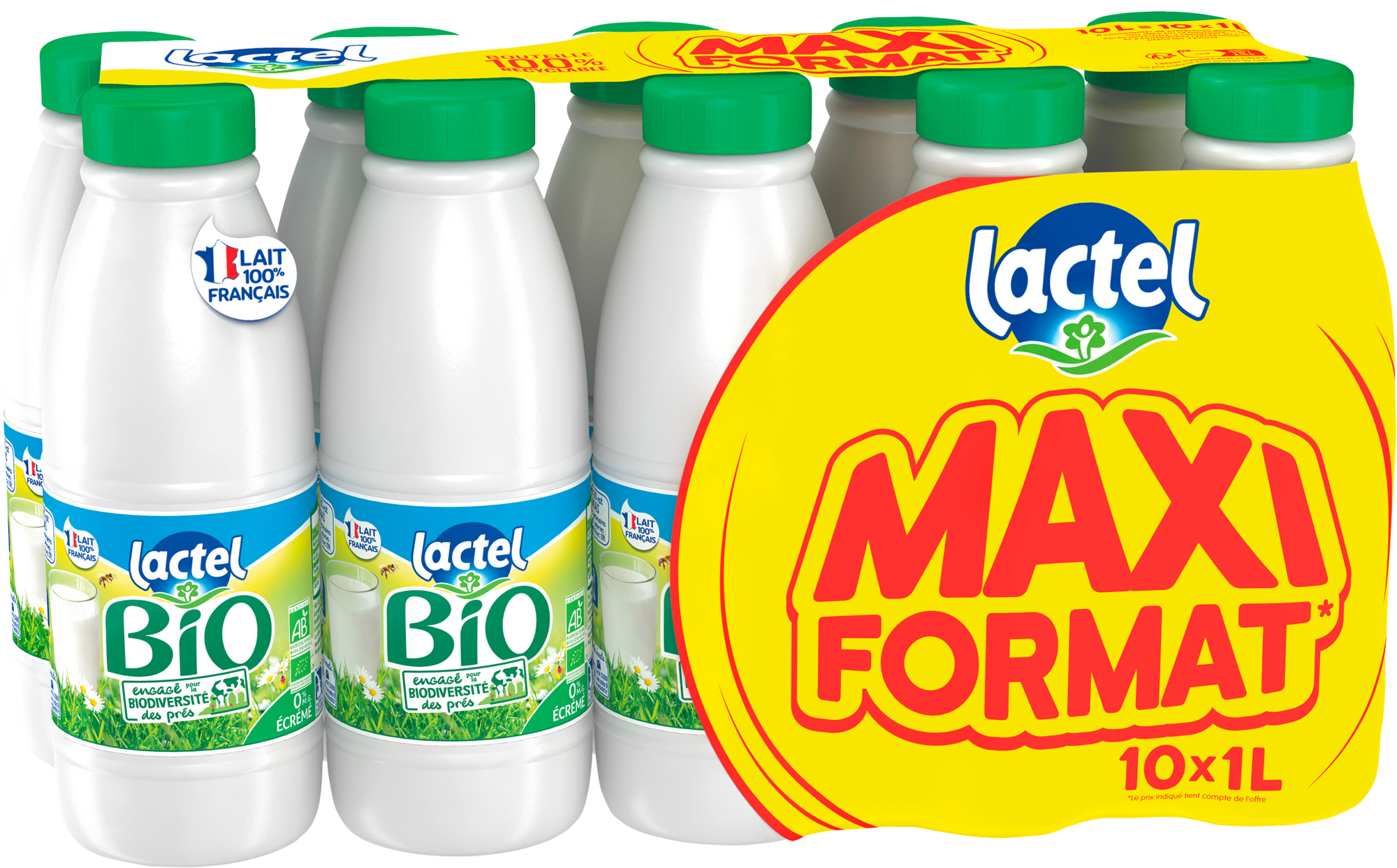Lait uht Bio 0% Mat. Gr. écrémé maxi format