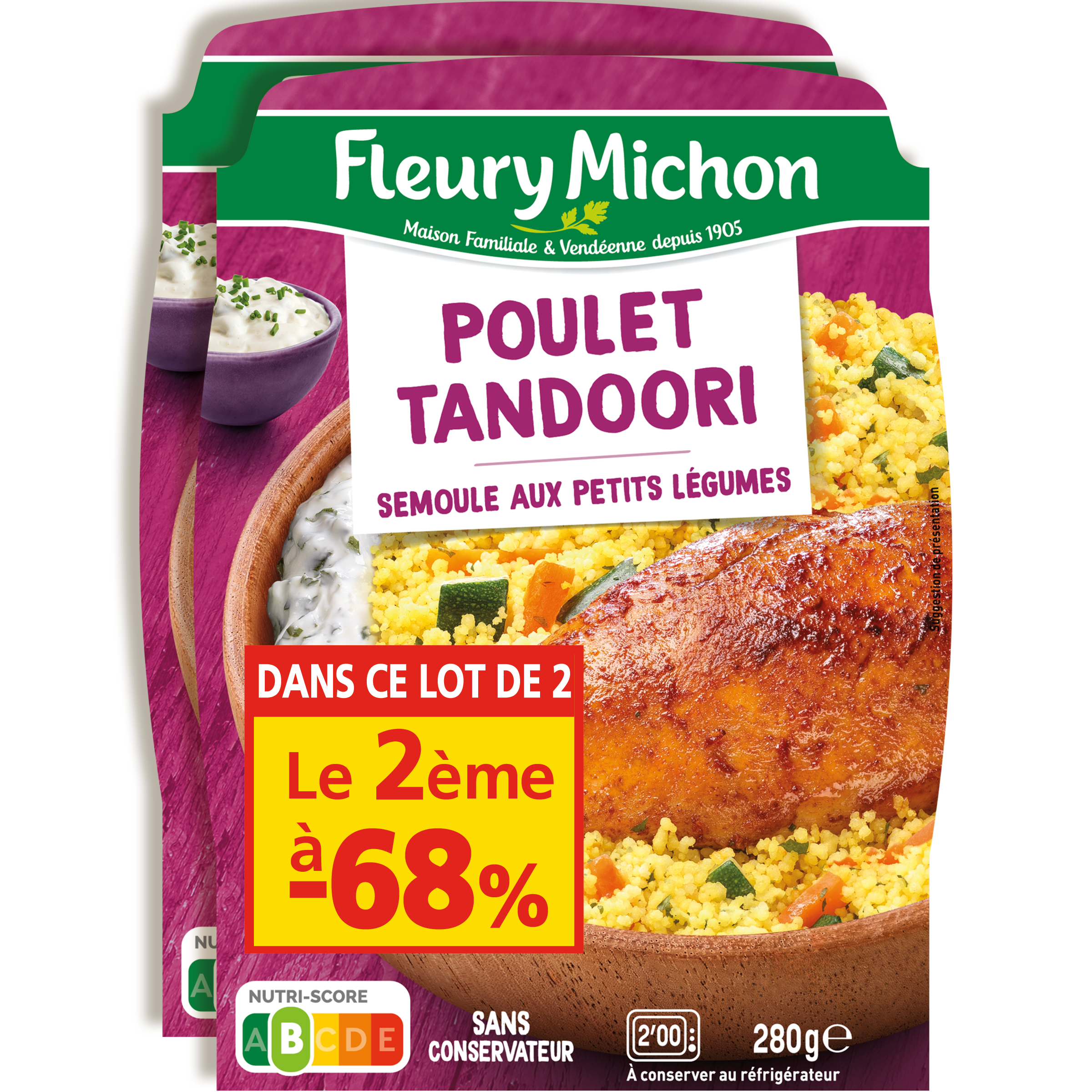 POULET TANDOORI SEMOULE AUX PETITS LEGUMES